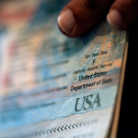 A Virginian shows the Female gender marker on their current US passport, prior to beginning the process of filling out a passport application with an X gender marker on April 11, 2022.