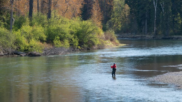 Todd Tanner fly fishes near Bigfork, Montana on Mo