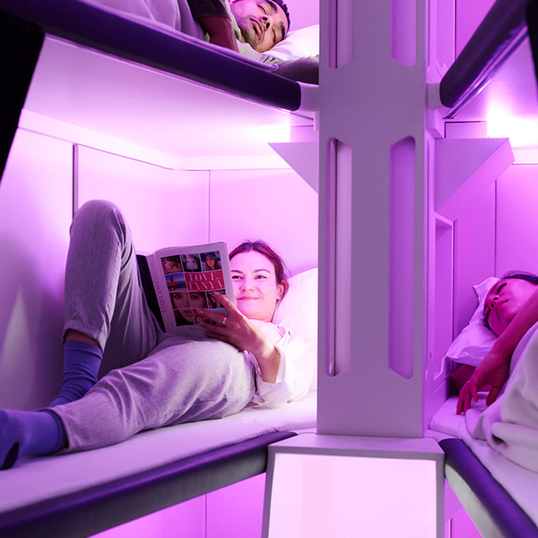 Air New Zealand in June 2022 announced its "Skynest" concept, which features six full-length sleeping pods. It will be among several new offerings included on its new Boeing 787 Dreamliners expected to enter into service in 2024.