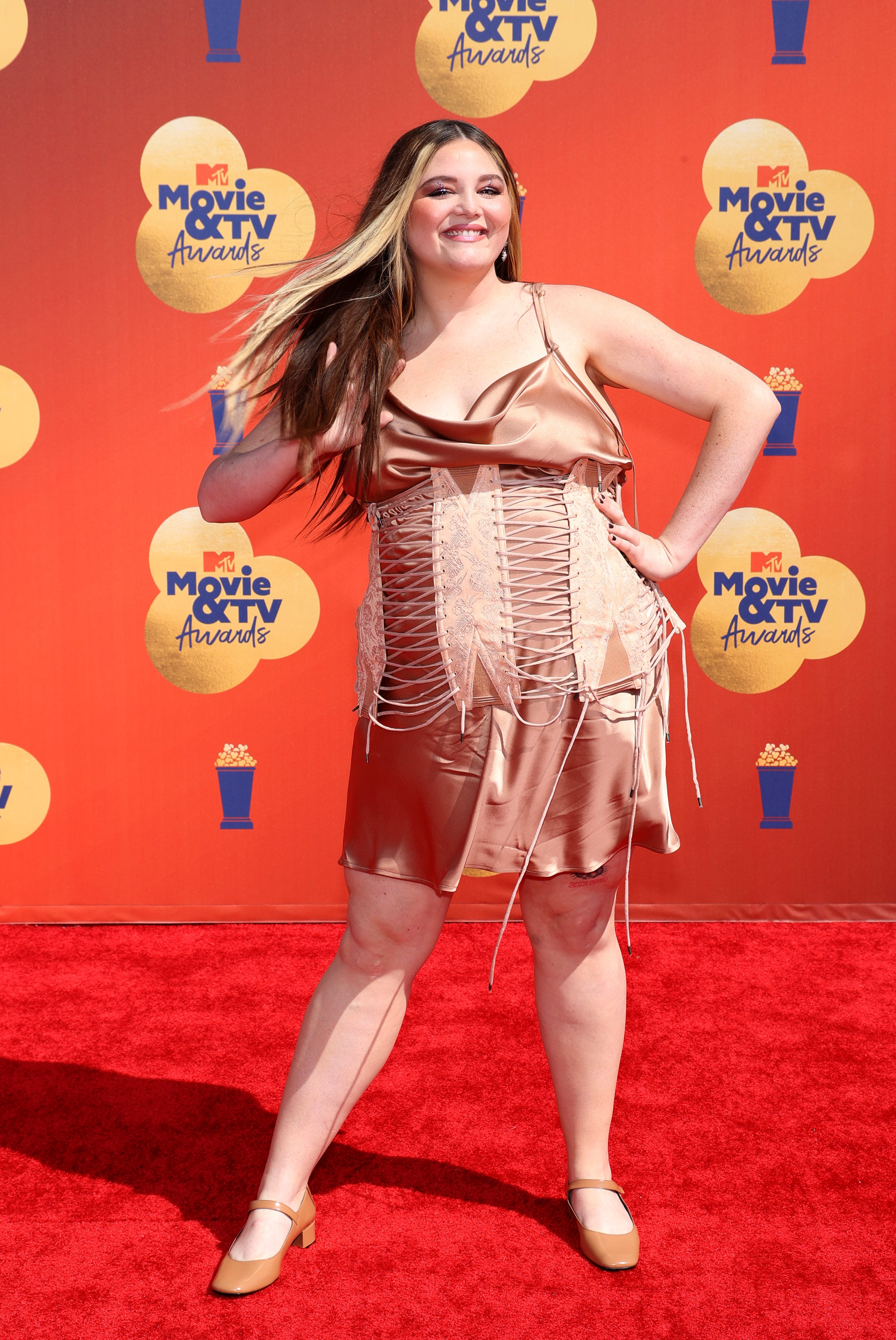 Meg Stalter walks the red carpet at the MTV Movie and TV Awards in Santa Monica, California, last month.