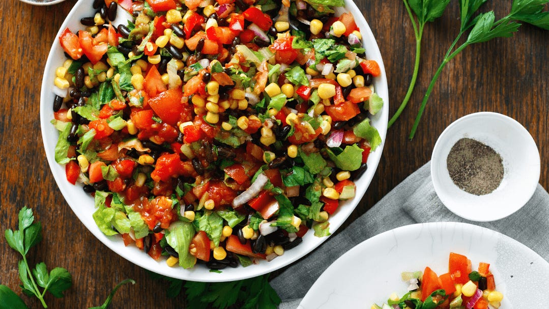 Enjoy benefits of plant-based diet with these recipes for taco salad, bean dip