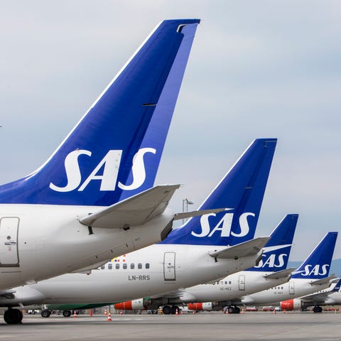 FILE - SAS planes are grounded at Oslo Gardermoen 