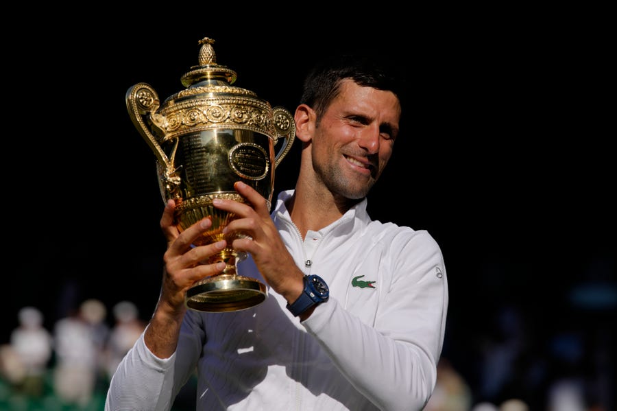 Novak Djokovic extended his winning streak at Wimbledon to 28 matches by defeating Nick Kyrgios in the men's final. In addition, he's won his last 38 matches on Centre Court.