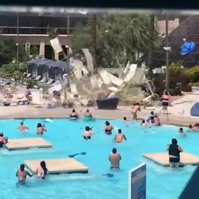 Chaos breaks out at Luxor pool in Las Vegas as dust devil sends