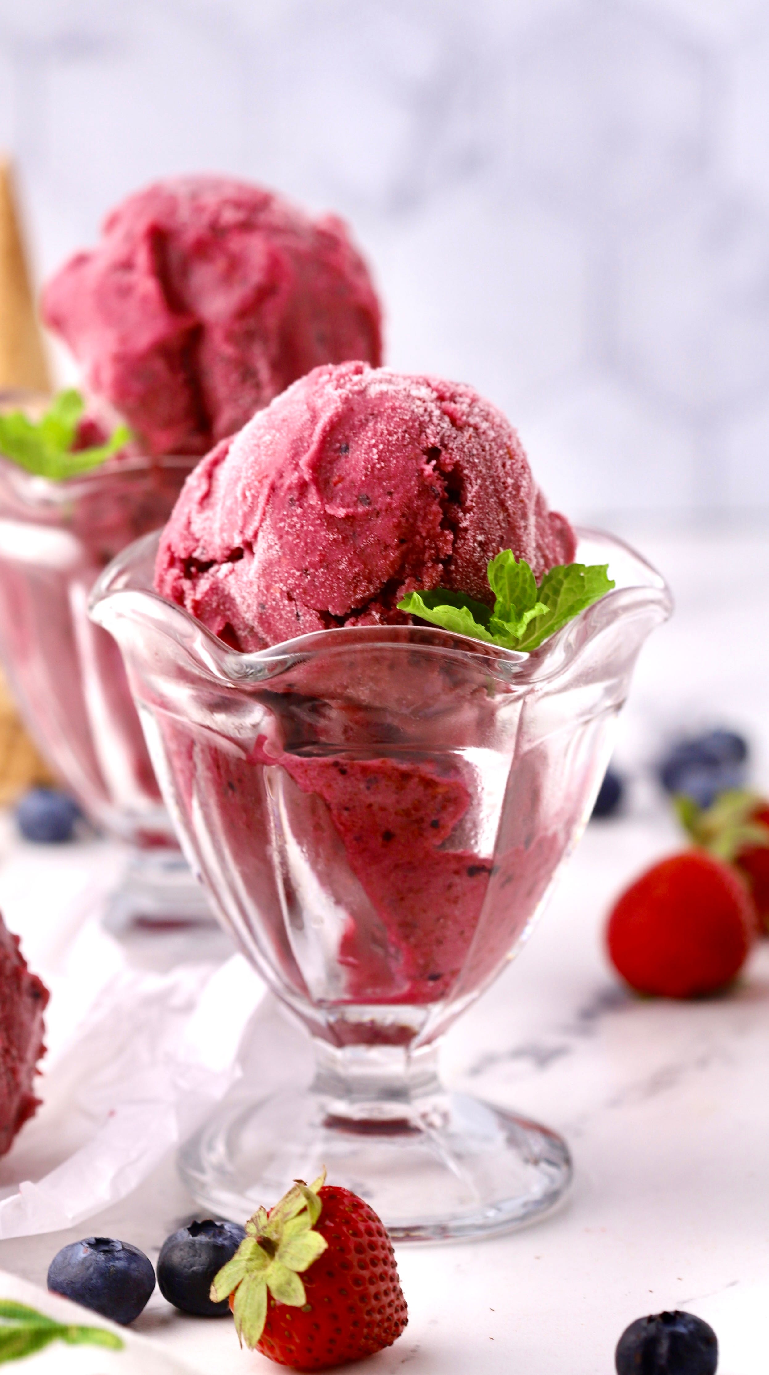 Berry sherbet combines four frozen fruits and a secret ingredient