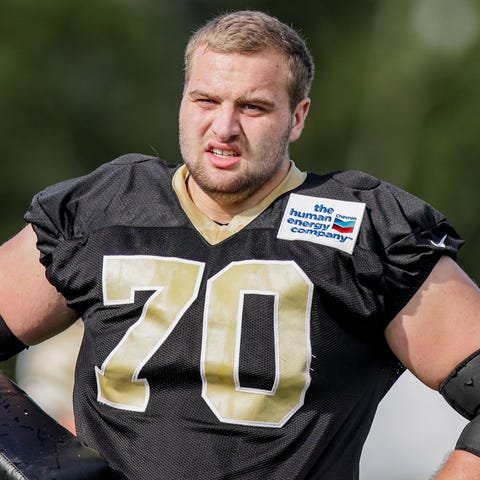 Trevor Penning during Saints training camp.