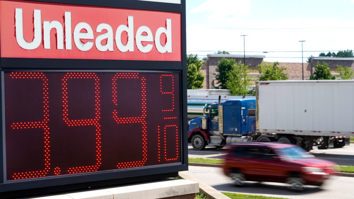 The price of regular unleaded gas is advertised for just under $4 a gallon at a Woodman's, Wednesday, July 20, 2022. The national average for a gallon of gas is under $4 since March.