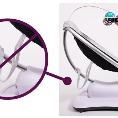 A strap hanging from a recalled 4moms MamaRoo swin