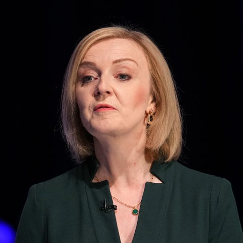 Liz Truss speaks at a Conservative Party leadershi