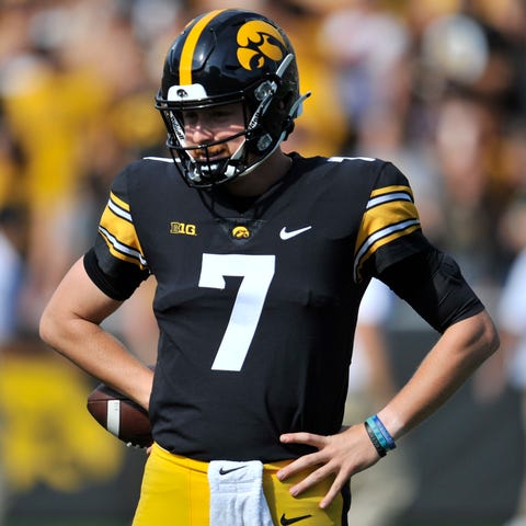 Iowa quarterback Spencer Petras went 11-for-25 for