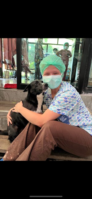 University of Findlay student Cameron Nau of Louisville recently spent two weeks helping with veterinary care in Thailand as part of a study abroad program. She worked with dogs and elephants during her visit.