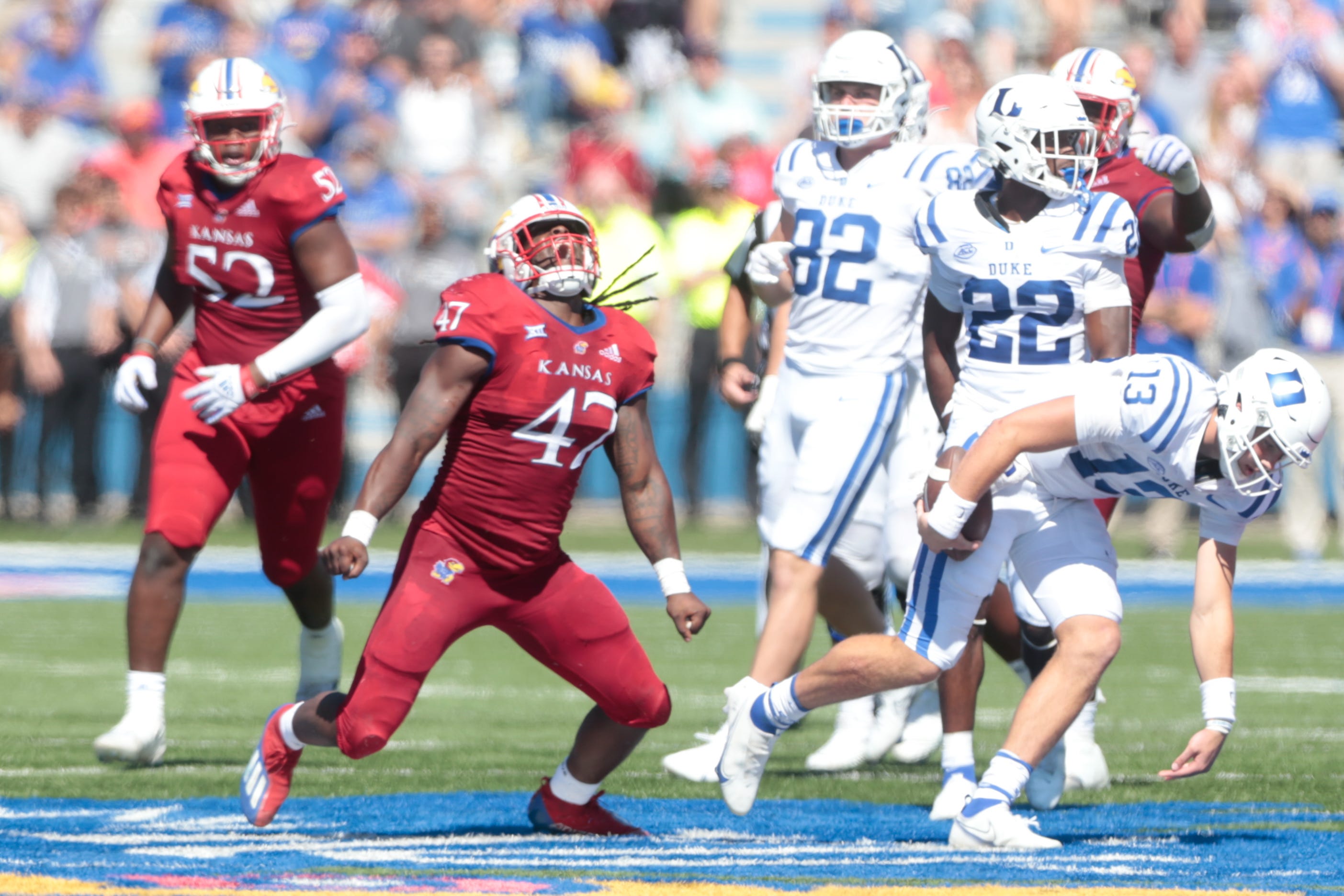 KU Football Coach Lance Leipold Enjoys Seeing Lonnie Phelps Jr. Thrive