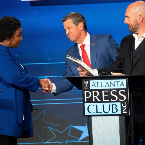 From left, Democratic challenger Stacey Abrams,  G