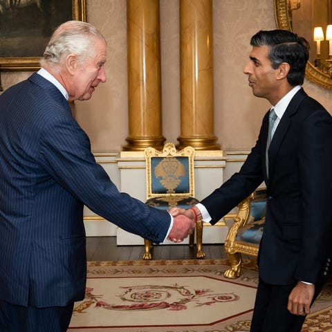 King Charles III greets incoming prime minister Ri