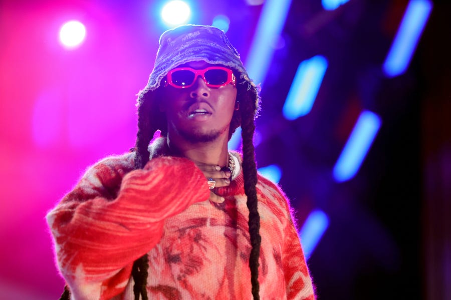 LOS ANGELES, CALIFORNIA - SEPTEMBER 25: Takeoff of Migos performs onstage during Global Citizen Live on September 25, 2021 in Los Angeles, California. (Photo by Rich Fury/Getty Images for Global Citizen)