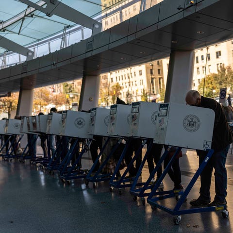 Voters cast their ballots at the Brooklyn Museum i