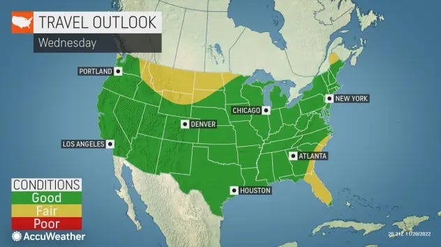 weather for thanksgiving weekend