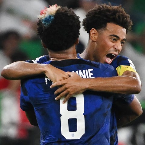 USMNT's Weston McKennie (8) and teammate Tyler Ada