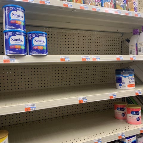 Baby formula shortages are evident in a Washington