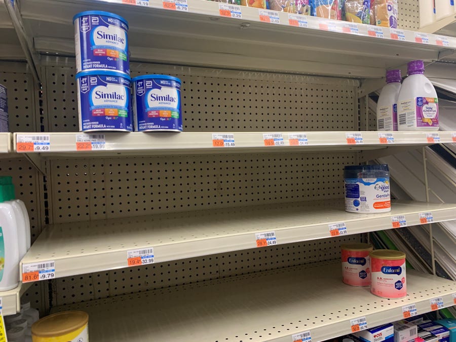 Baby formula shortages are evident in a Washington, D.C., drug store on November 28, 2022.