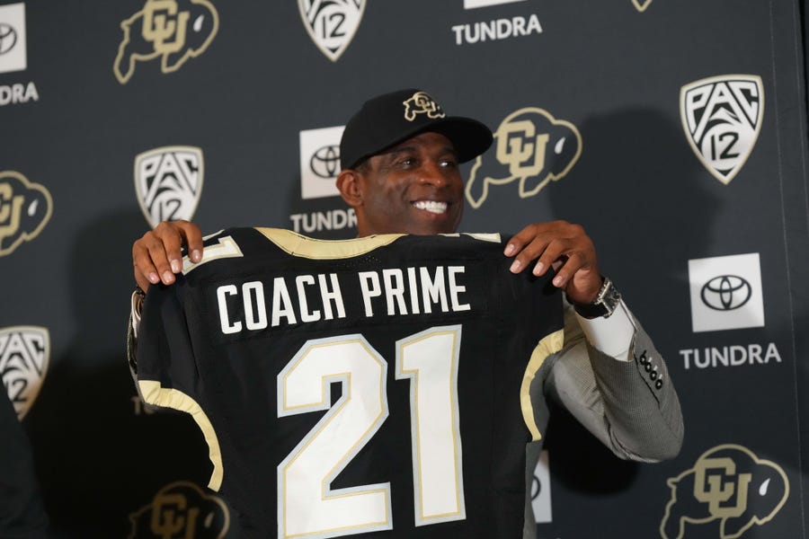 Deion Sanders was introduced as the new Colorado football coach on Sunday.