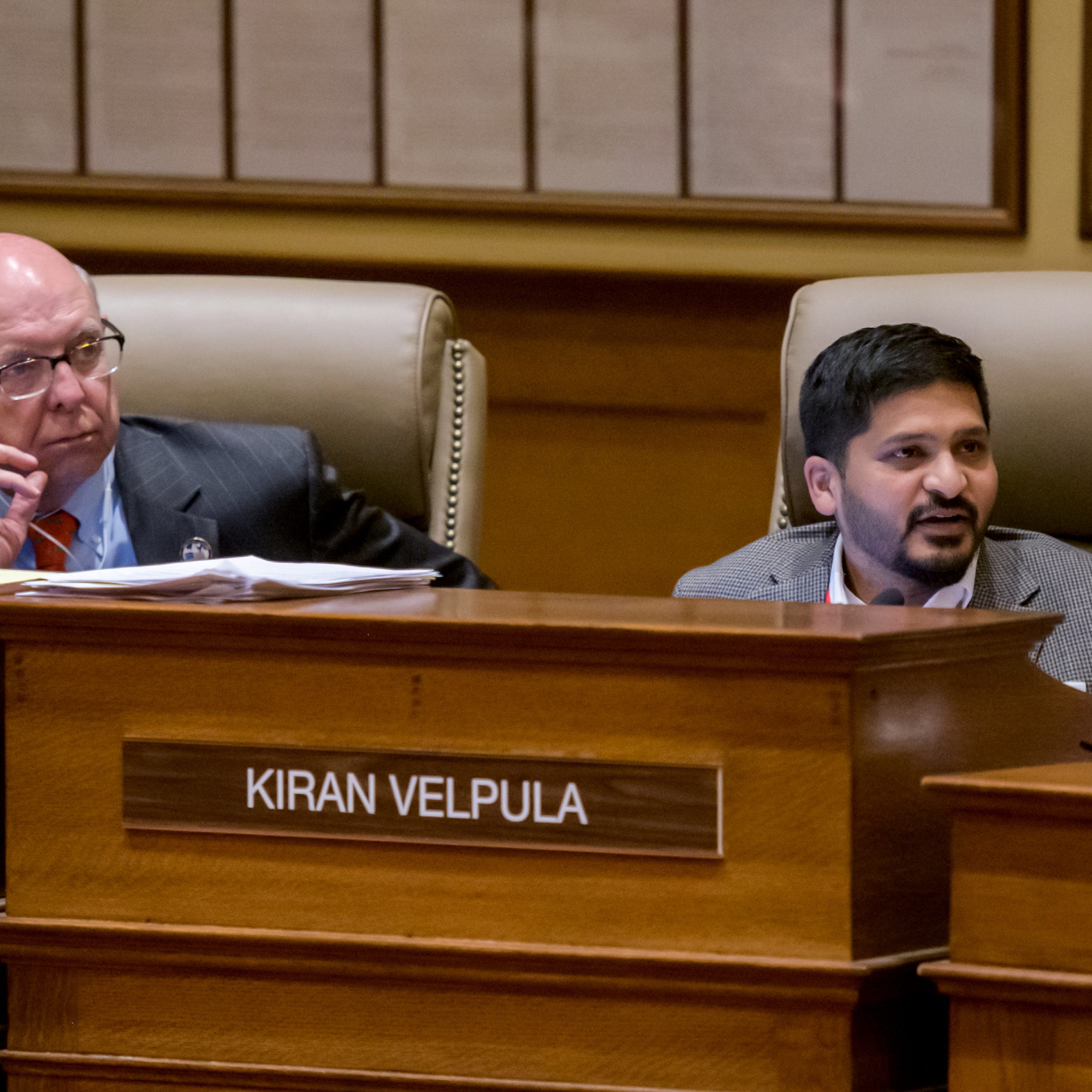 Peoria At-Large Council member Kiran Velpula, right, shares his thoughts during a City Council meeting Tuesday, Dec. 13, 2022 at Peoria City Hall.