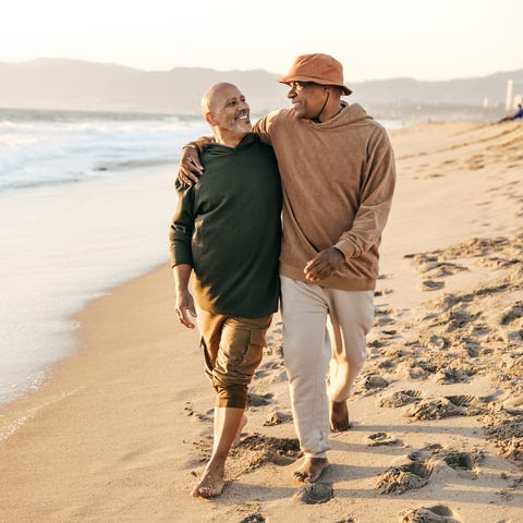 Senior  gay couple  on the beach