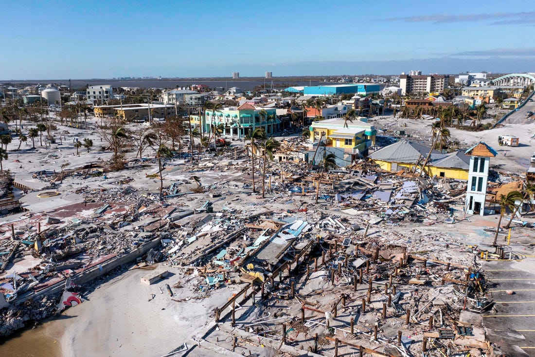 Hurricane Ian's Track Across Land In Florida, Path Of Destruction