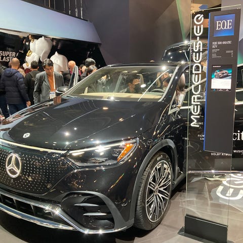 The Mercedes EQE 500 4Matic SUV at CES 2023.