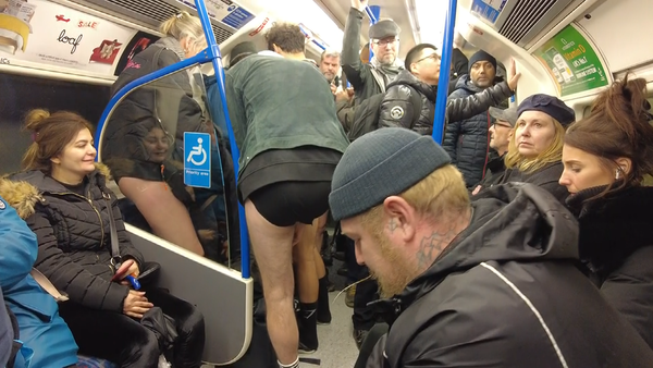 All aboard the No Trousers Tube Ride in London