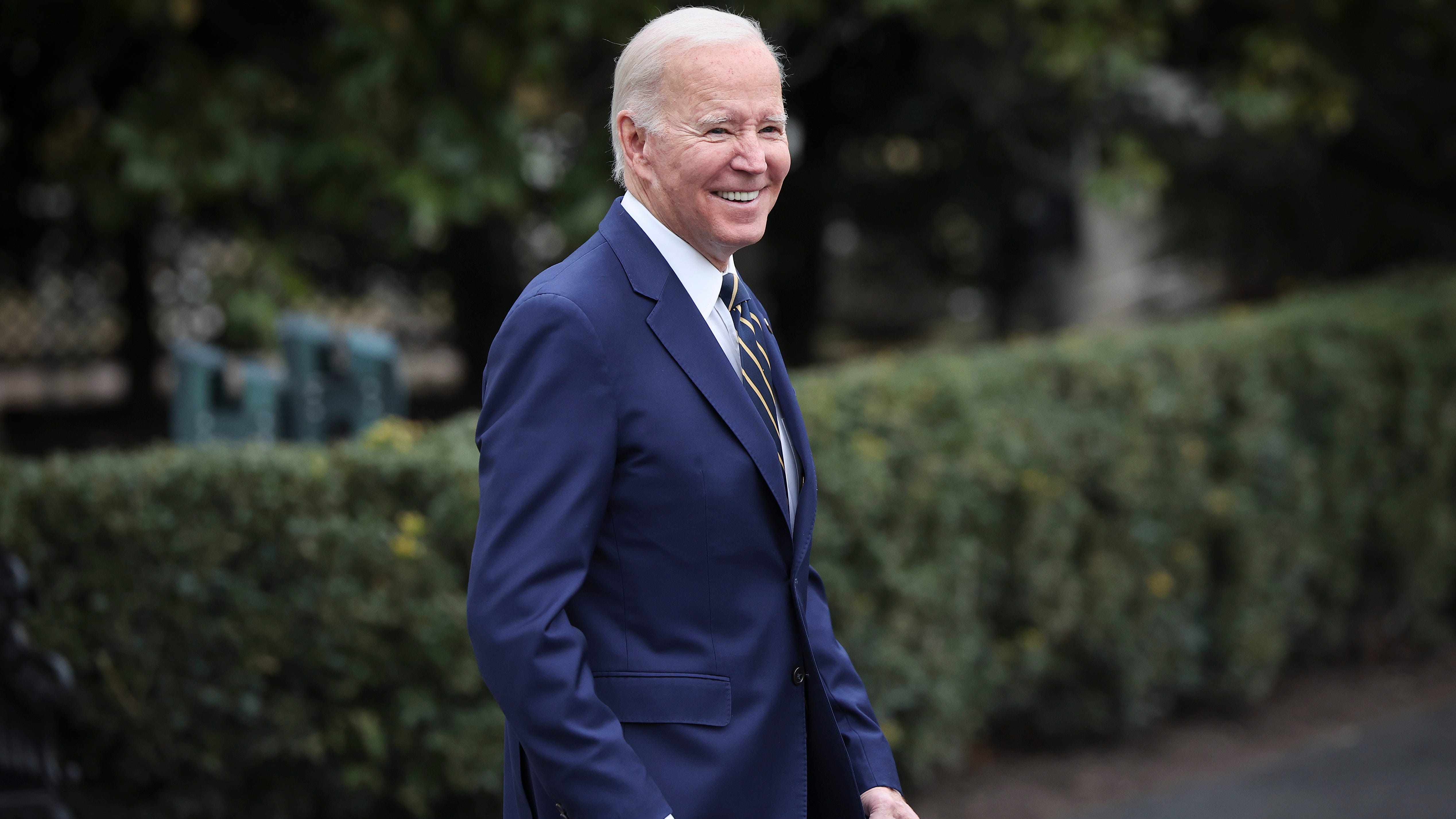 President Joe Biden departs the White House on Thursday to travel to California where he viewed damage caused by recent storms.