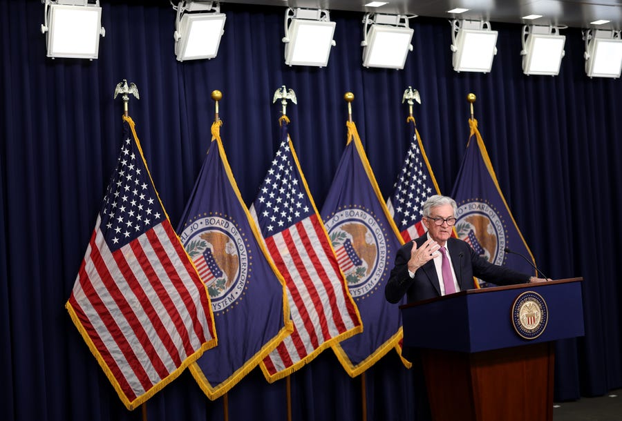 Federal Reserve Board Chairman Jerome Powell speaks during a news conference after a Federal Open Market Committee meeting on February 01, 2023.