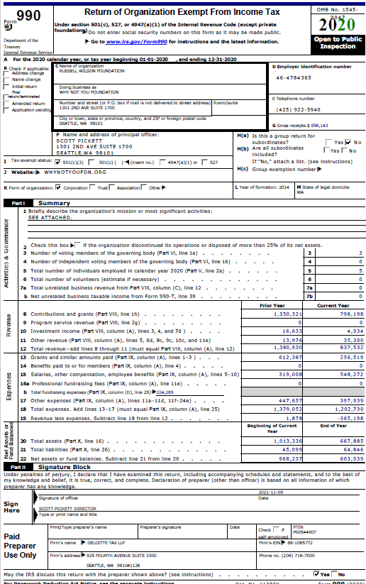 Russell Wilson's Why Not You Foundation reportedly spent more on employee  salaries than charitable activities