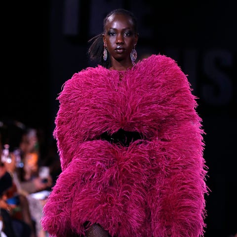 NEW YORK, NEW YORK - FEBRUARY 14: A model walks th