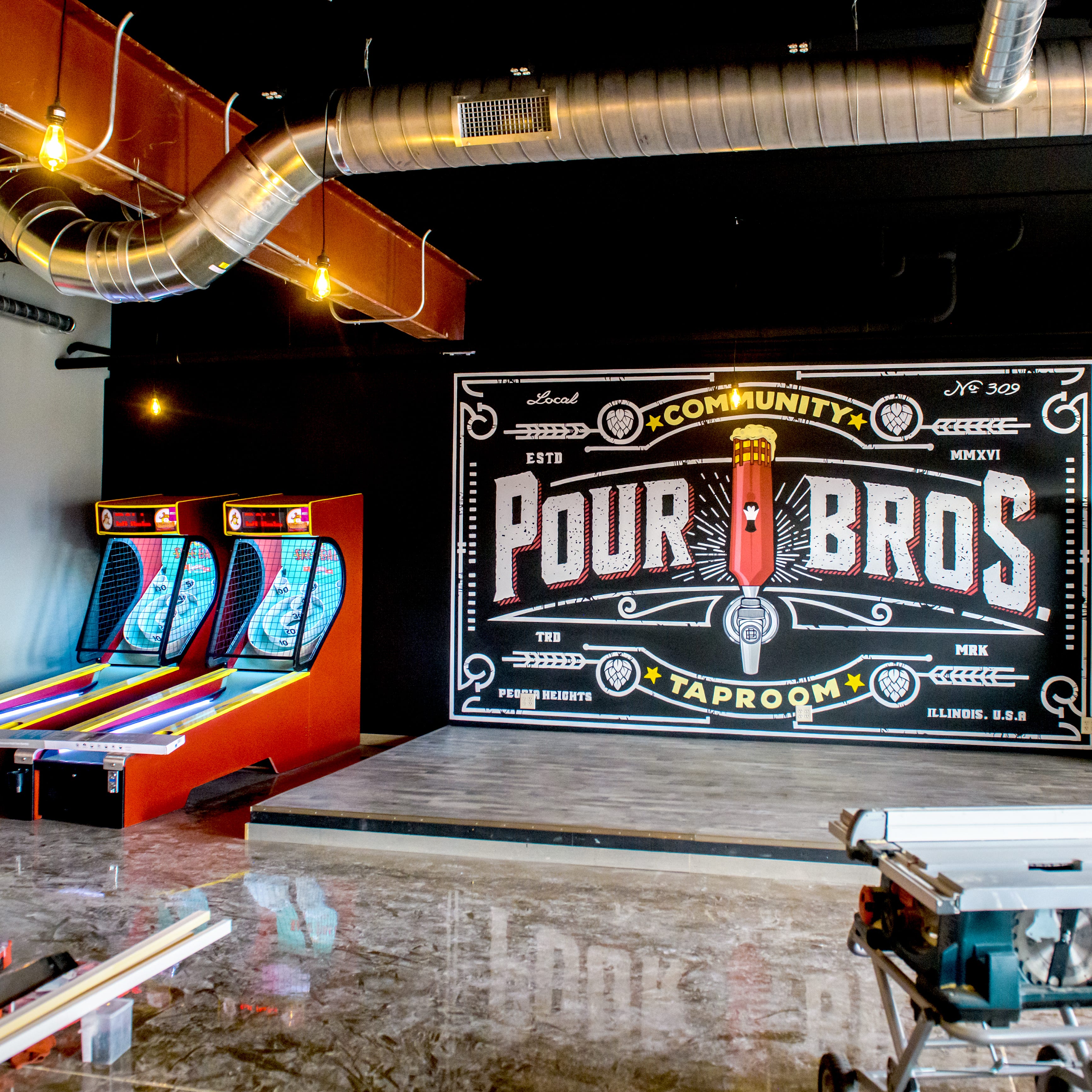 Pour Bros. Craft Taproom in Peoria Heights is expanding to the space next door and more than doubling in size. The expansion includes an indoor stage for musical acts, games like skee-ball and darts, more seating and larger bathrooms and eight more beer taps. The mural depicts a tap that resembles the Peoria Heights Tower.