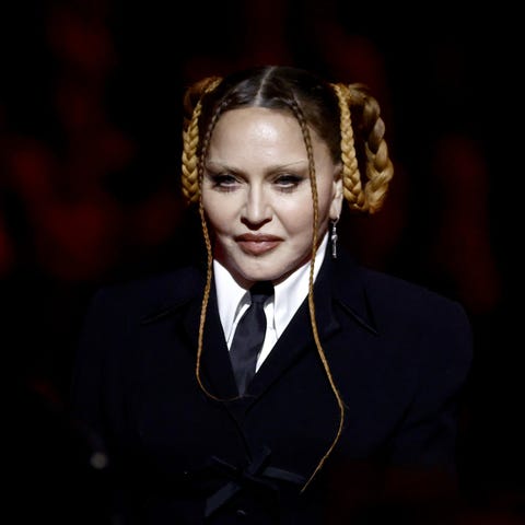 Madonna speaks onstage during the 65th Grammy Awar