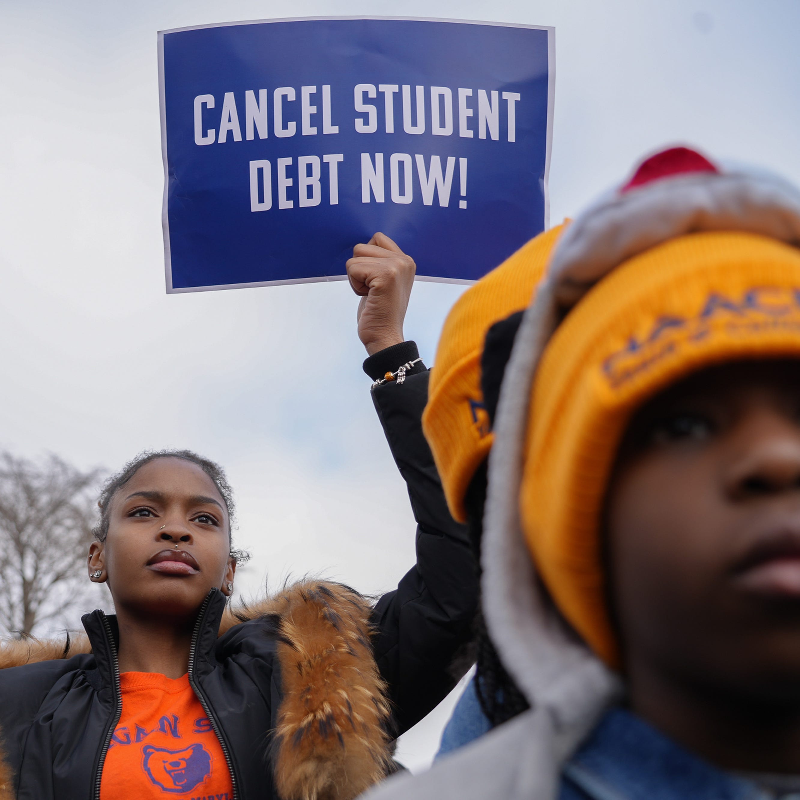 Feb 28, 2023; Washington, DC, USA; Protestors gather outside the U.S. Supreme Court ahead of the oral arguments in two cases that challenge President Joe Biden's $400 billion student loan forgiveness plan.. Mandatory Credit: Megan Smith-USA TODAY ORG XMIT: USAT-525817 ORIG FILE ID:  20230228_ajw_kx3_005.JPG