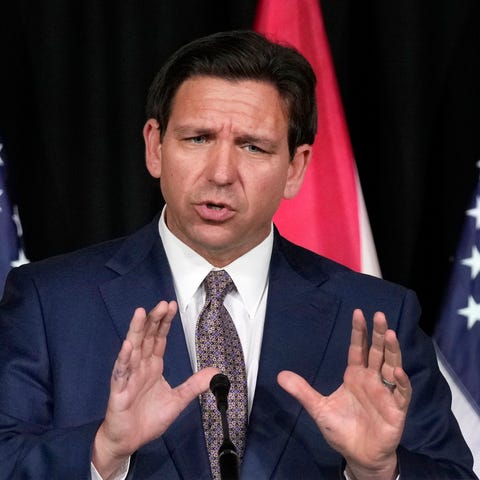 Florida Gov. Ron DeSantis speaks as he announces a