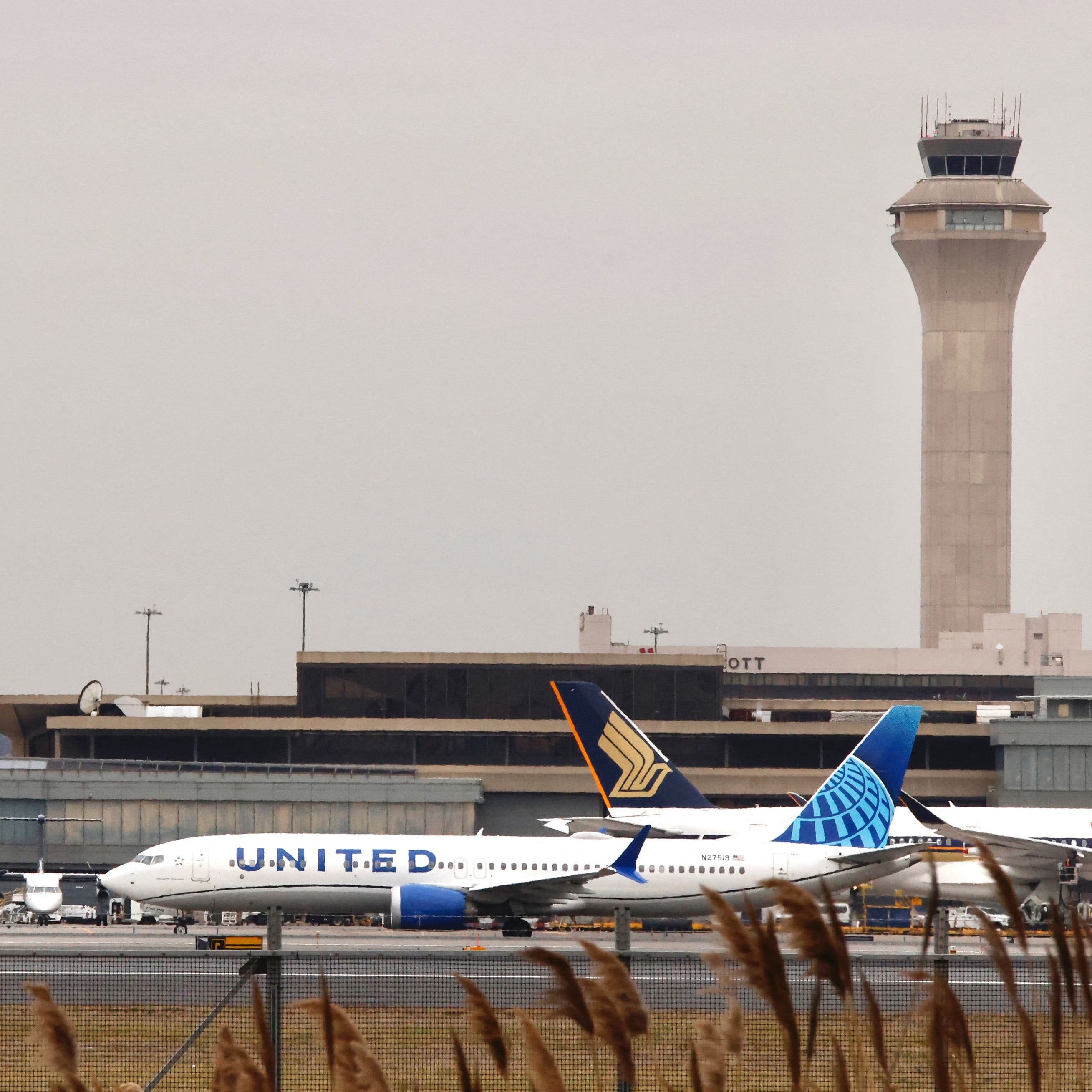 A United Airlines plane taxis at Newark International Airport, in Newark, New Jersey, on January 11 2023.  (Photo by KENA BETANCUR/AFP via Getty Images)