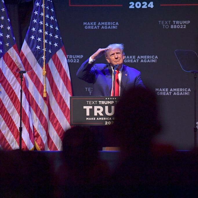 Former President Donald Trump speaks at a campaign event Monday, March 13, 2023, in Davenport, Iowa.