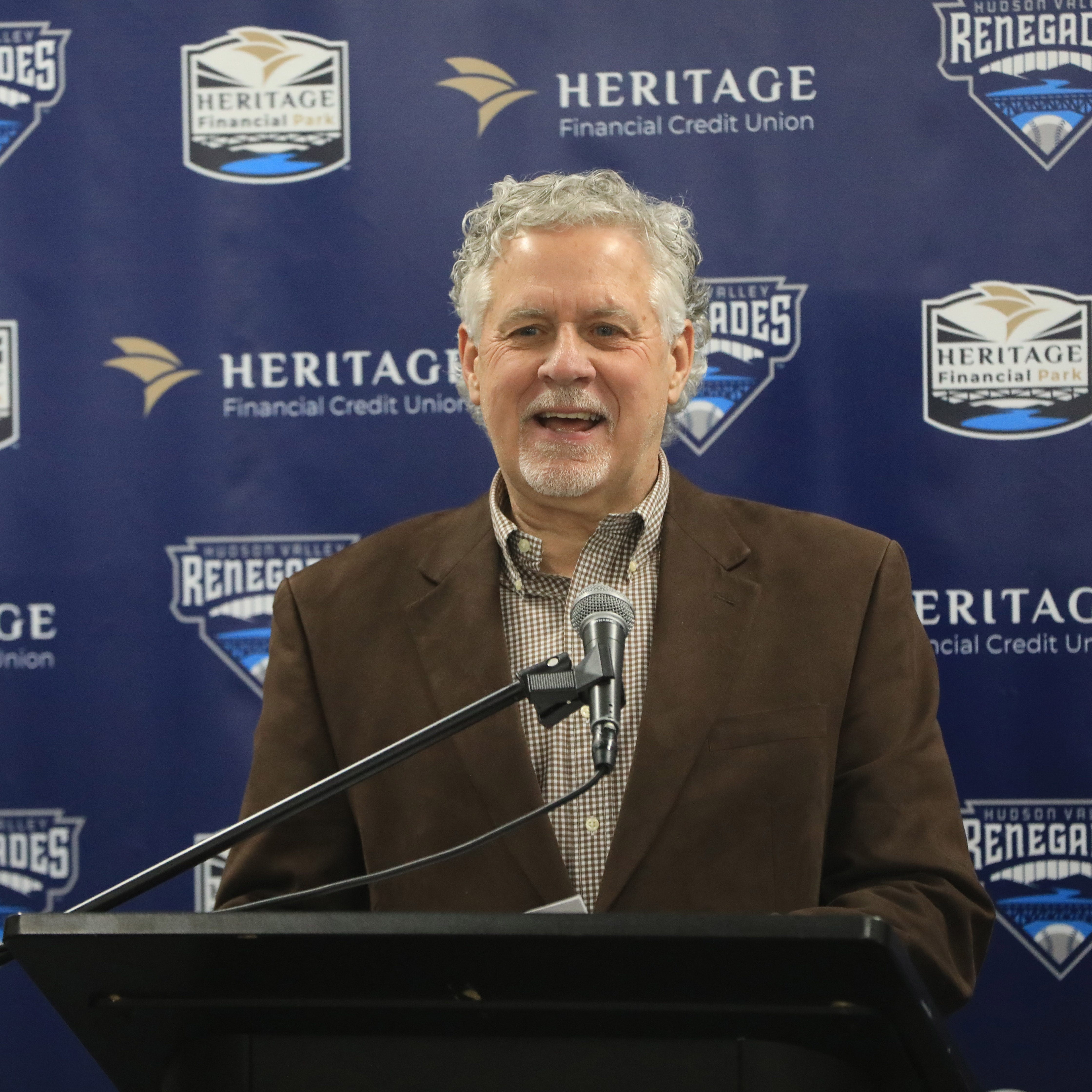 Dutchess County Executive Bill O'Neil speaks during a press conference on March 21, 2023. Dutchess Stadium has been renamed Heritage Financial Park. 