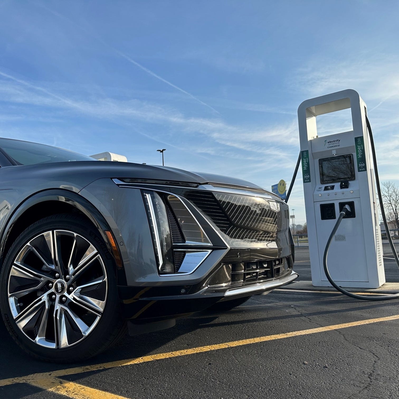 We test drove this 2023 Cadillac LYRIQ EV to East Tennessee to see how electric vehicles fare on a road trip. We stopped at this Electrify America charging station at Sam's in Cookeville, Tn.