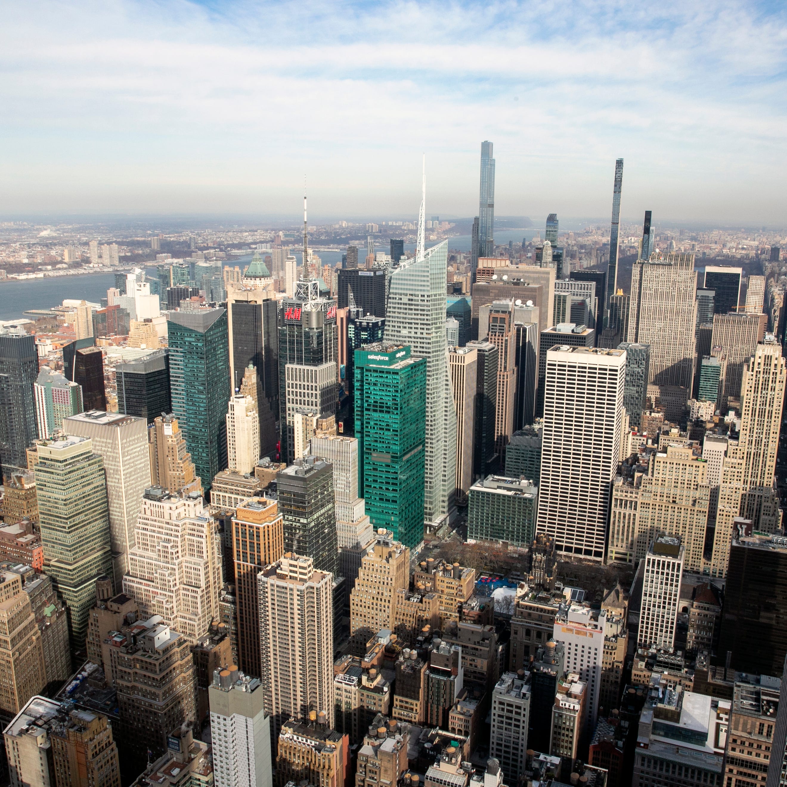 The Manhattan skyline is seen from the observatory of the Empire State Building in New York City on Wednesday, January 12, 2022.