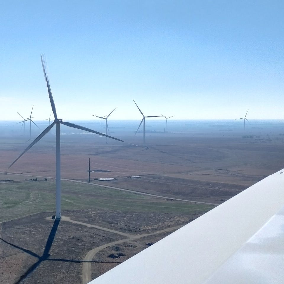 View from a wind turbine near Tampa, Kansas.