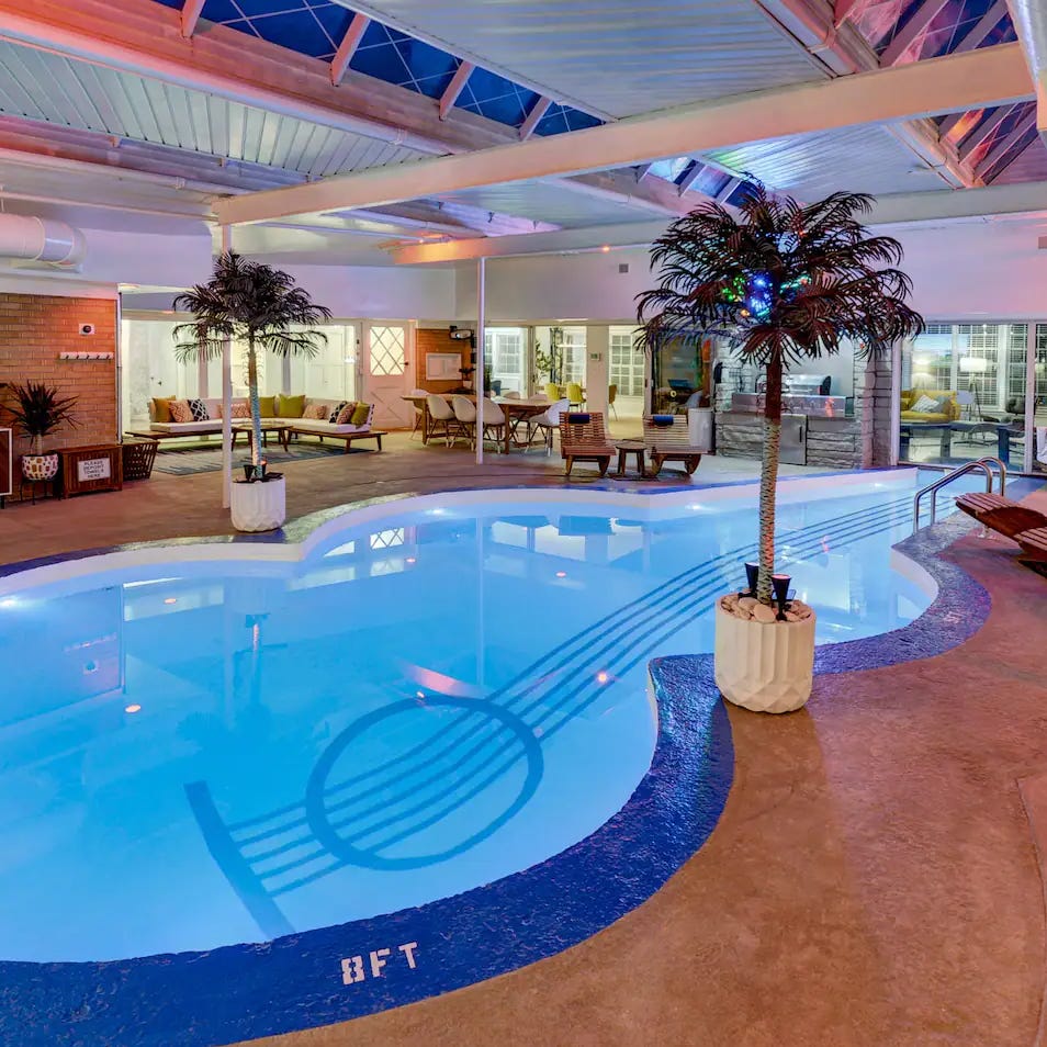 The pool room at "Elvis Retreat House," an Airbnb rental available in Independence, Missouri.