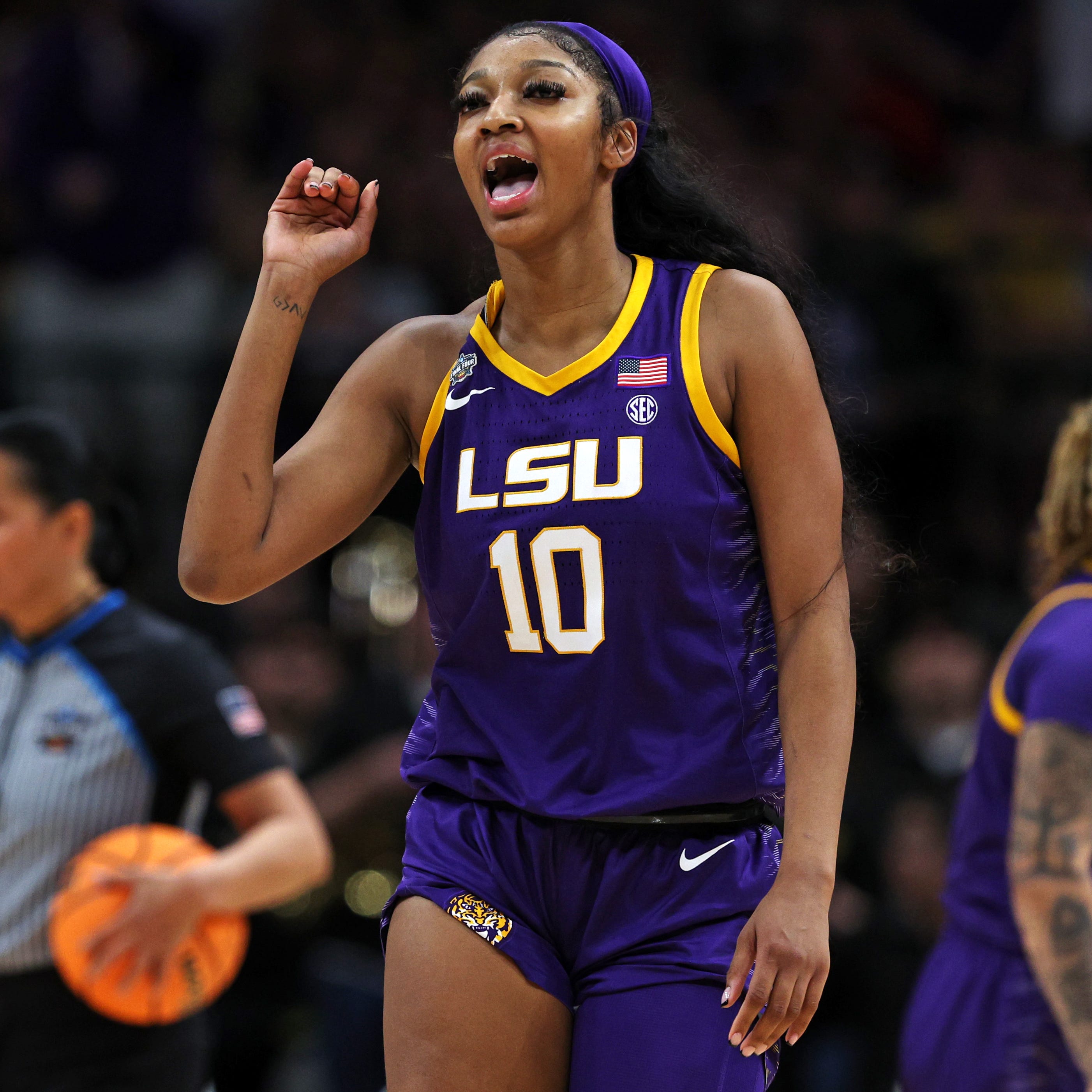 Center Angel Reese scored 15 points, pulled down 10 rebounds and was named the Final Four's Most Outstanding Player as LSU trounced Iowa in the women's national championship game.