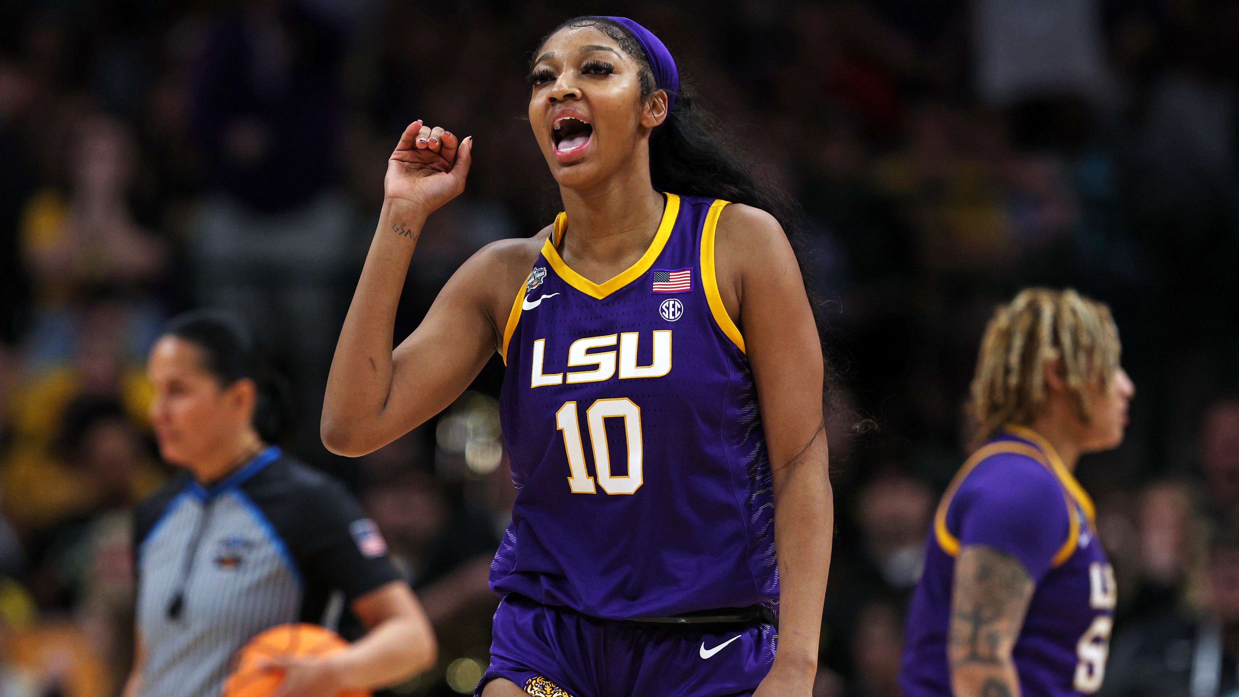 Center Angel Reese scored 15 points, pulled down 10 rebounds and was named the Final Four's Most Outstanding Player as LSU trounced Iowa in the women's national championship game.