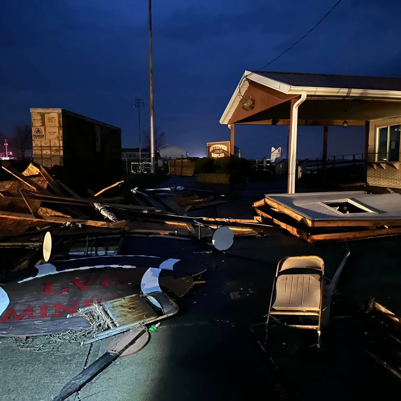 Tuesday evening storms wreaked havoc at Lewistown High School causing plenty of damage to the track and football field.