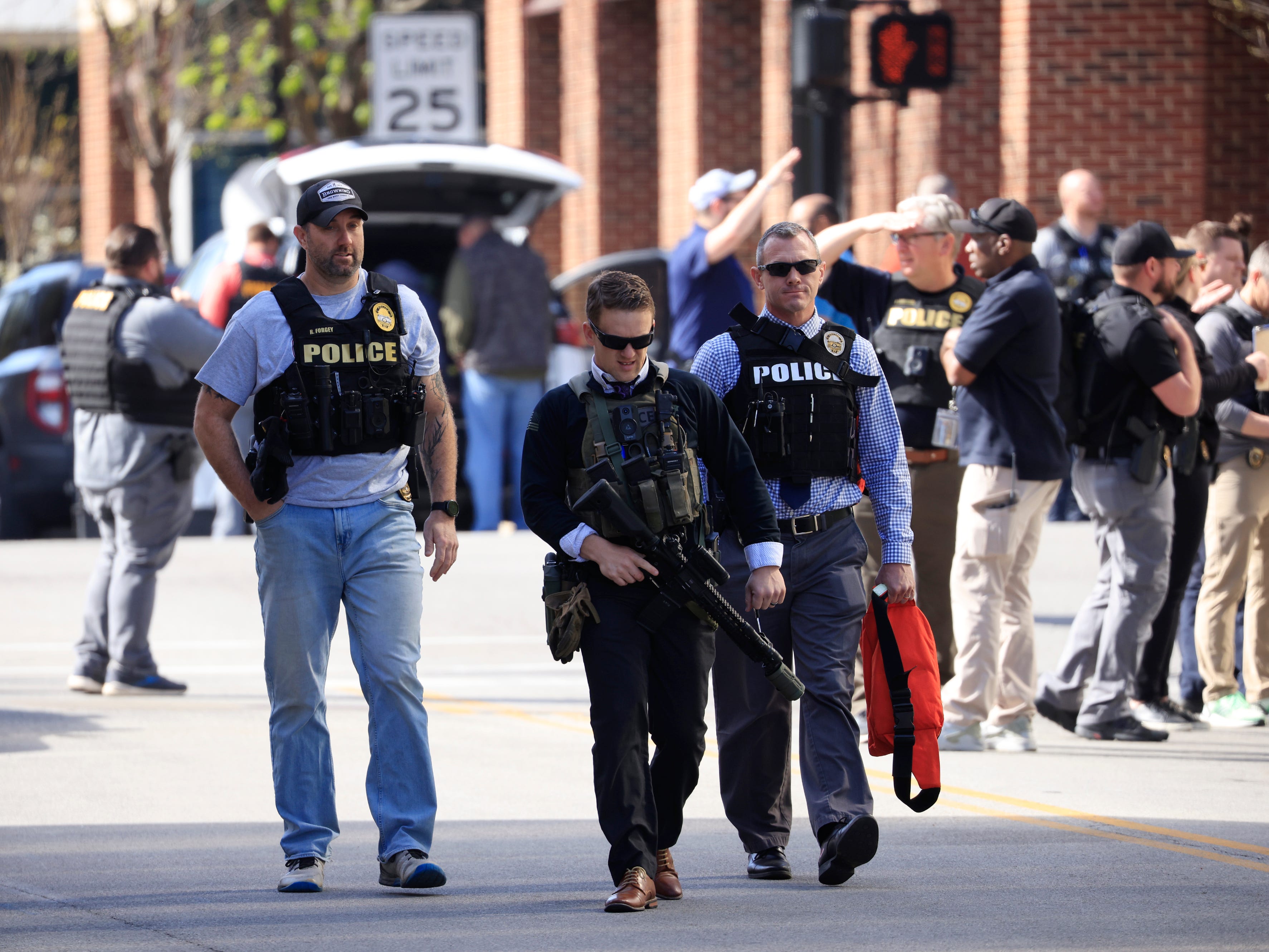 Police Work The Scene Of A Shooting In Louisville Kentucky