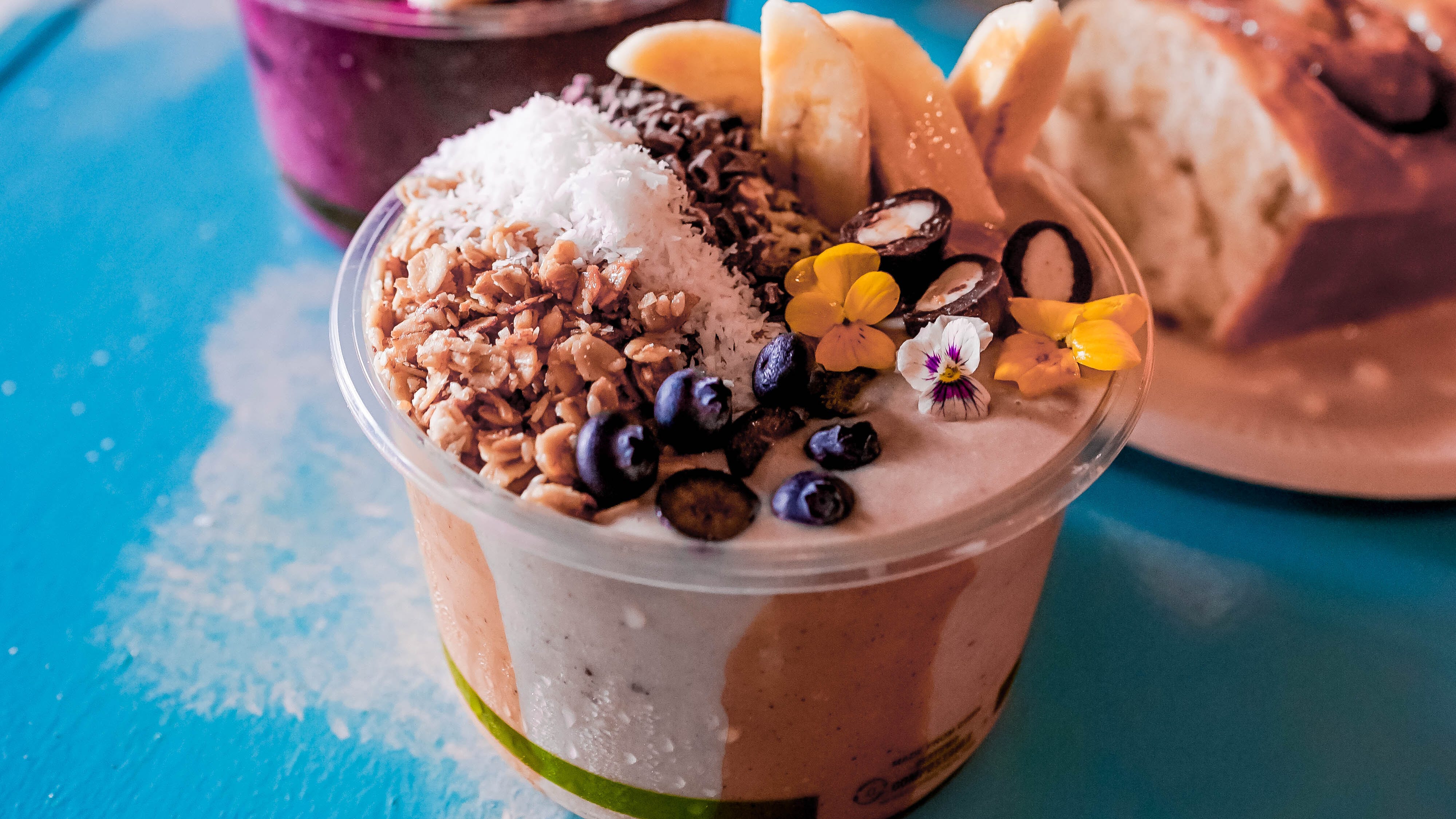 The smoothie bowls at the Sunrise Shack use as much local produce as possible.